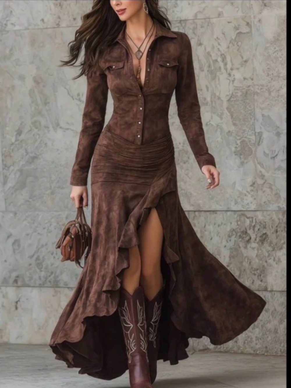 #1190 Brown Maxi Dress